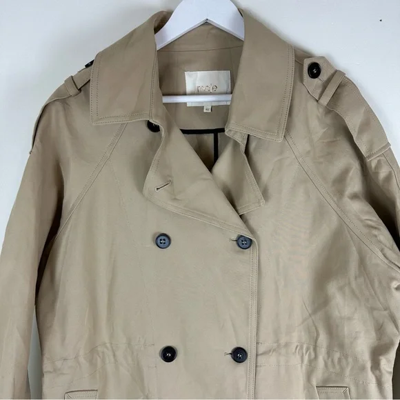 Maje Tan Trench Coat With Adjustable Waist - Picture 5 of 9